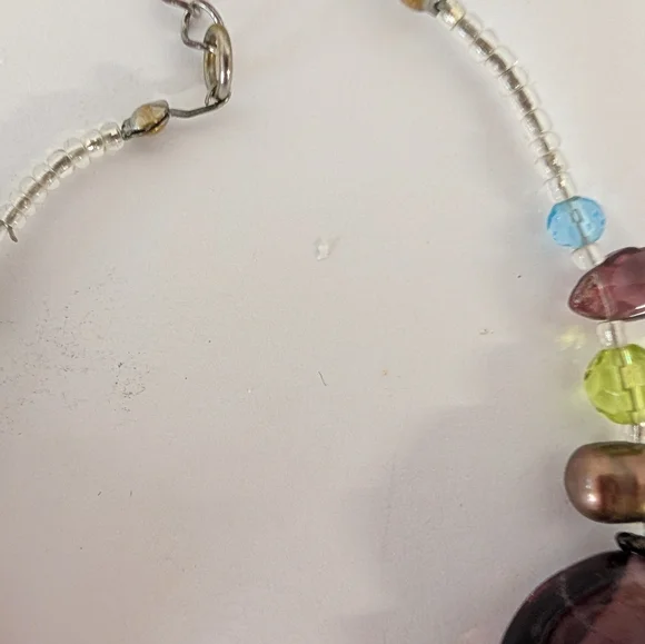 Necklace Venetian Murano Pink Purple Beaded - Picture 4 of 8